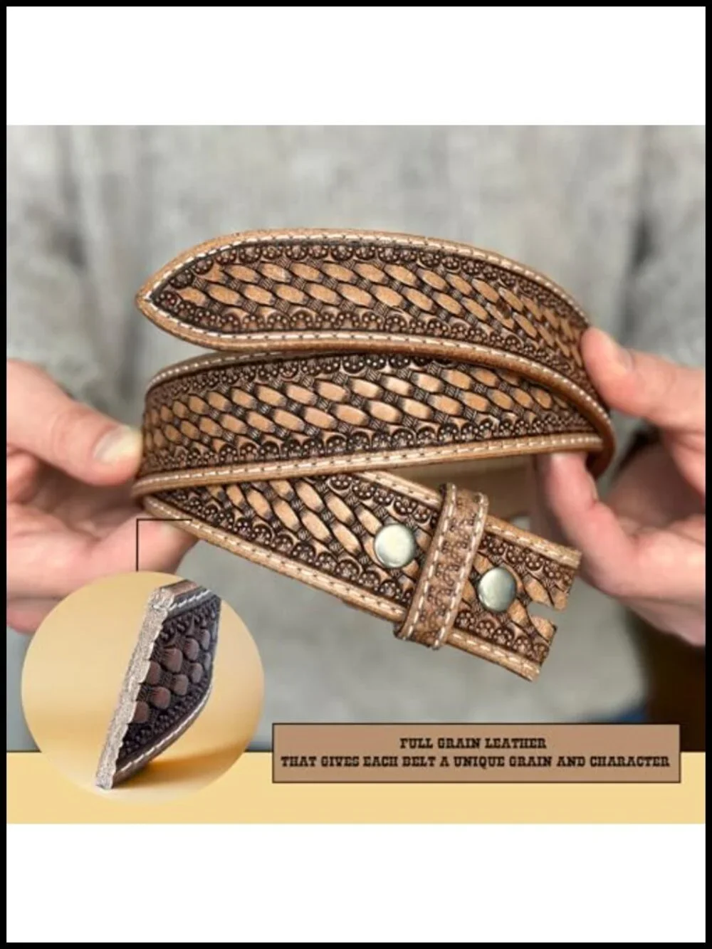 Handmade Western Leather Belt Strap 1.5